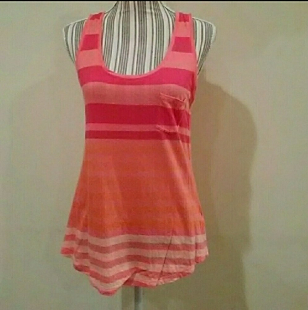 Express Pink/Orange Striped Pocketed Tank